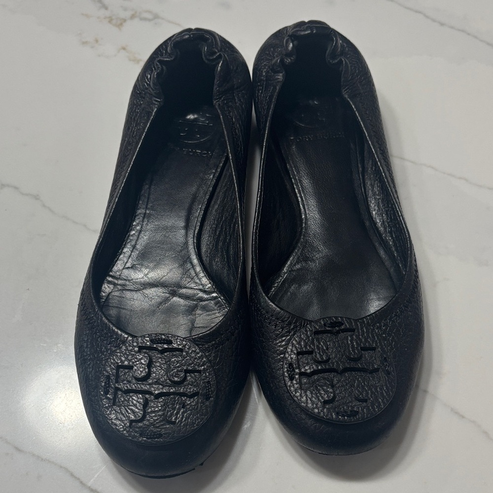 Tory Burch Black Textured Flats